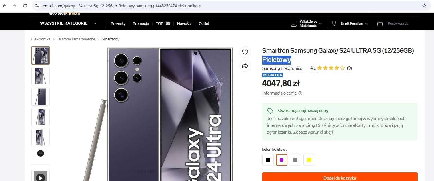 Samsung S24 ultra 256 Fioletowy