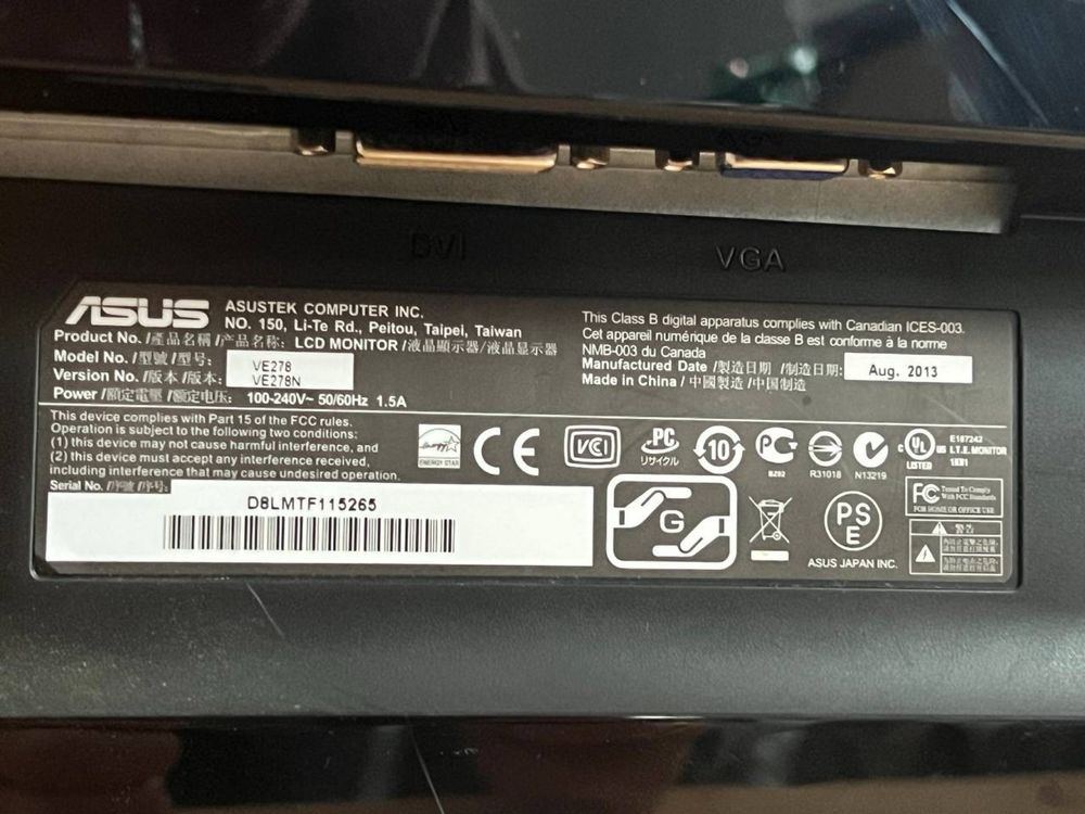 Монітор ASUS / Full HD / 27” / TN / 60 Гц