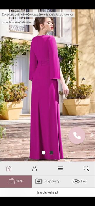 Janachowska Collection Wieczorowa suknia z kwiatową aplikacją fuksja