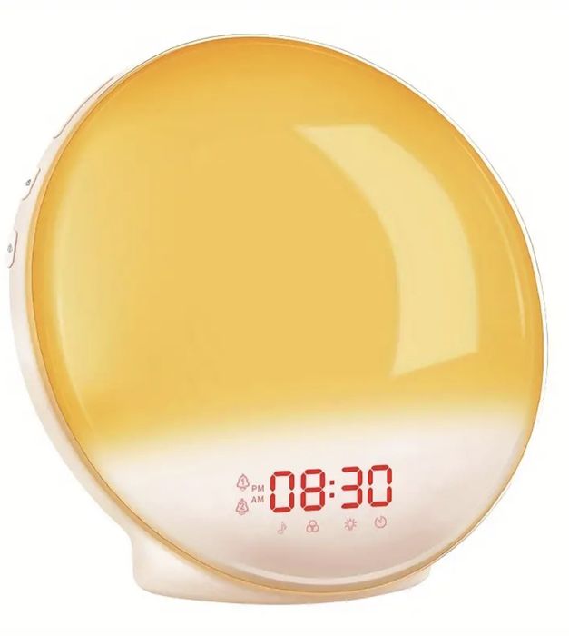 Budzik imitujący wschód słońca lampka radio