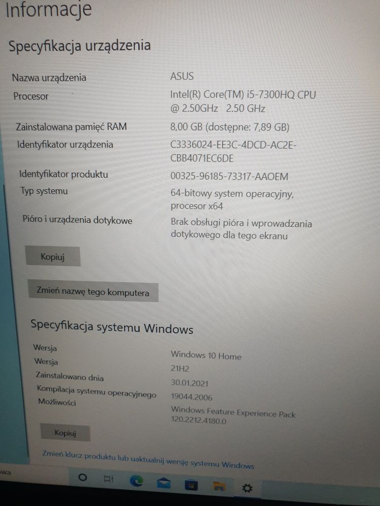 Laptop gamingowy asus GL503V