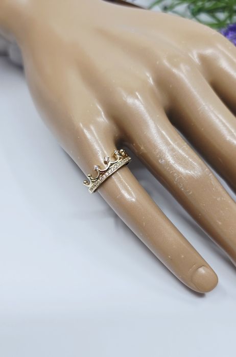 Złoty pierścionek korona próba 585 14k