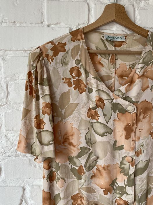 Piękna sukienka vintage w kwiaty 30% jedwab retro prl elegancka