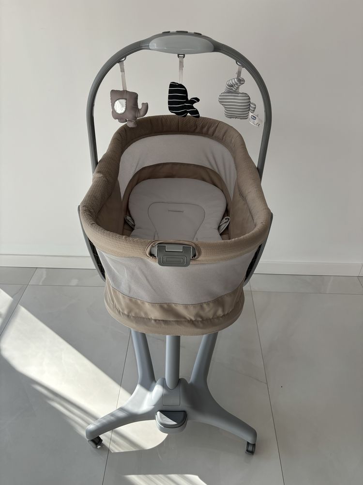 Łóżeczko chicco 4 w 1, baby hug, kołyska, leżaczek, krzesełko, beige