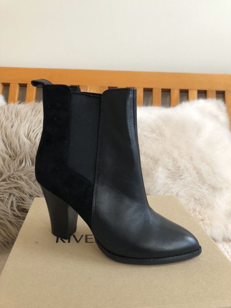 Piękne zamszowo skórzane sztyblety 38 River Island