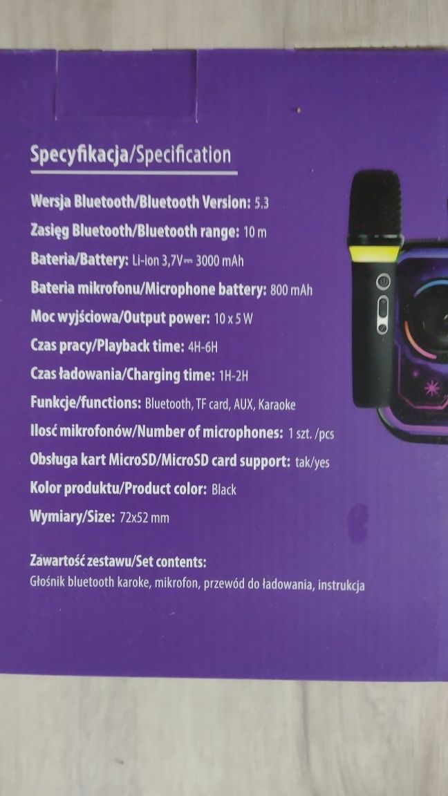 Głośnik karaoke Forever nowy