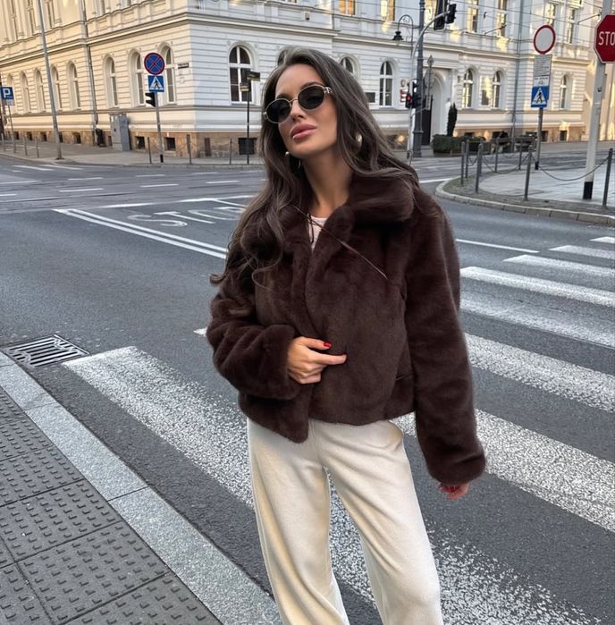 шубка zara эко мех