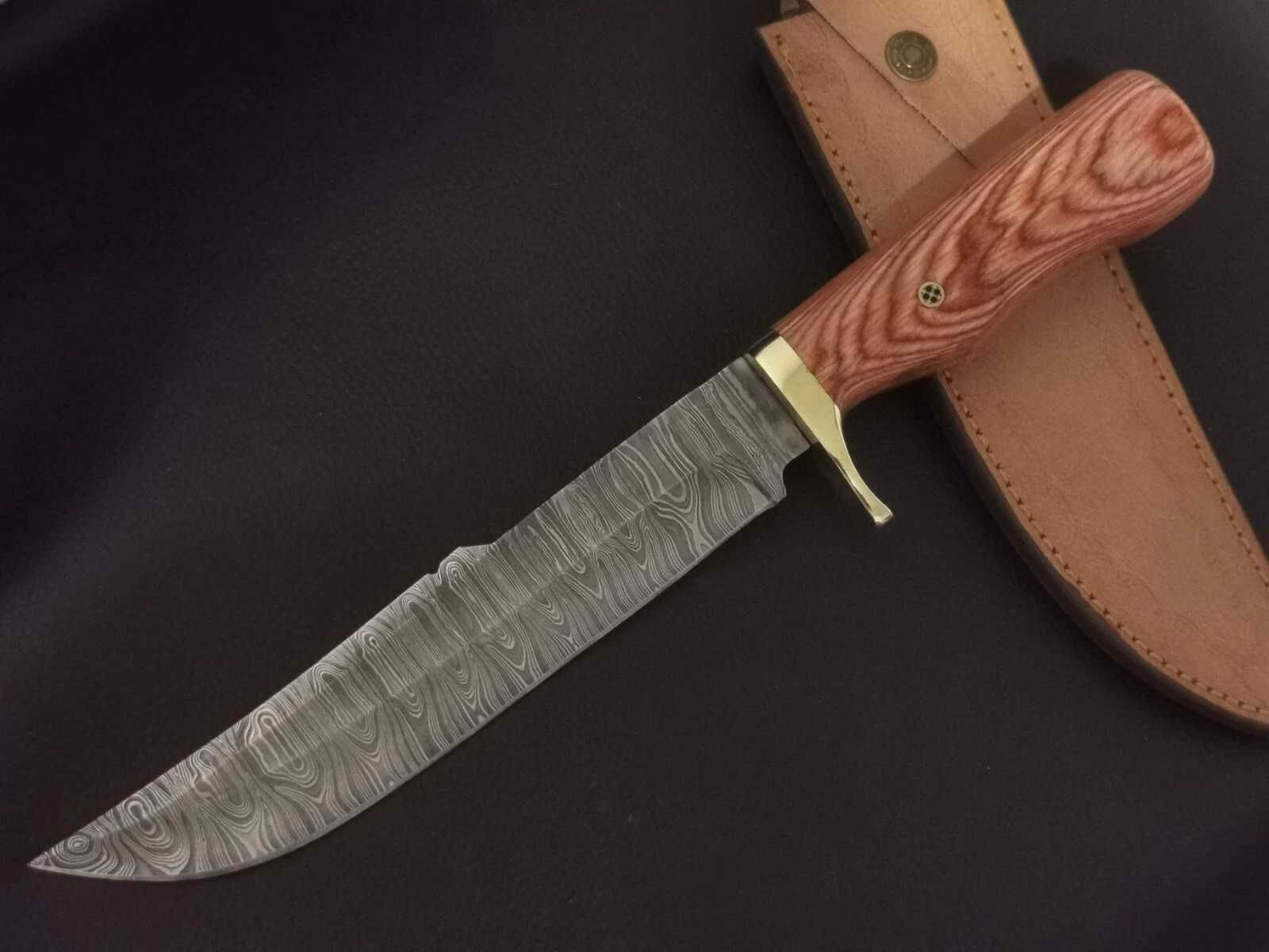 NÓŻ BOWIE myśliwski DAMAST STAL DAMASCEŃSKA ręcznie kuty 34cm.