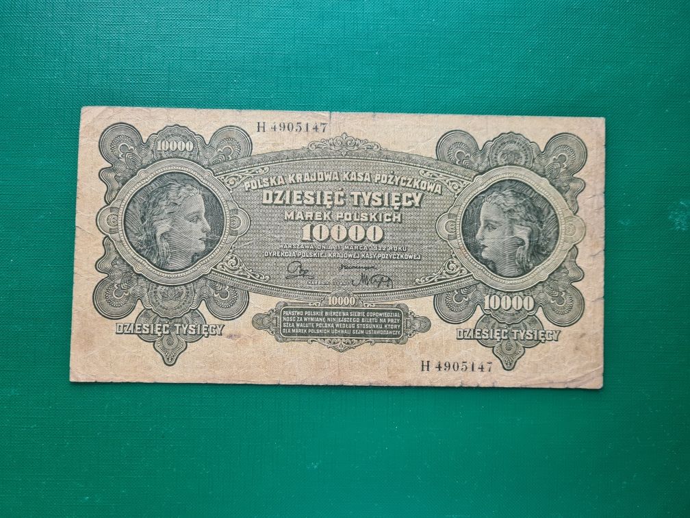 Sprzedam banknot 10000 Marek Polskich 1922r, seria H, okazja