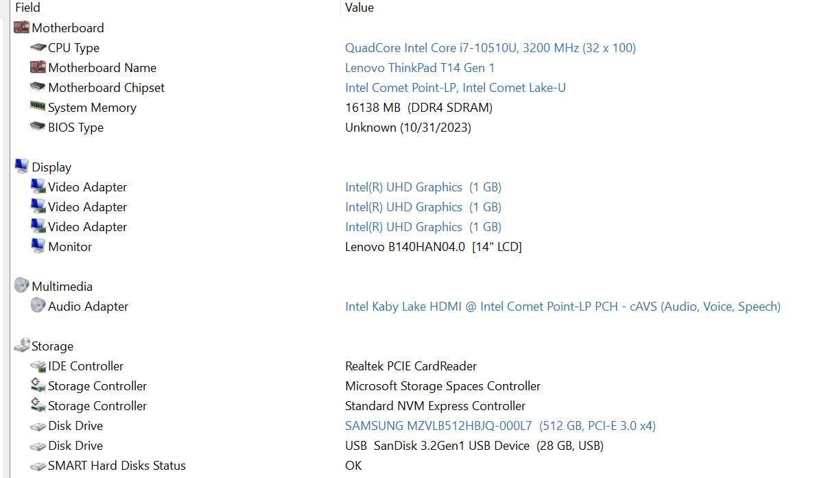 Продам ноутбук Lenovo ThinkPad T14 Gen 1 i7-10510U \16 ГБ DDR4 \ 512