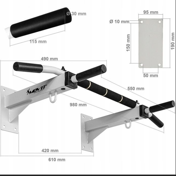 Drążek ścienny do podciągania- biały