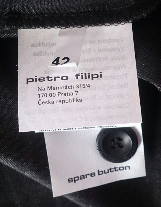 Pietro Filipi spodnie casual office ciemno szare grafit prążki 42