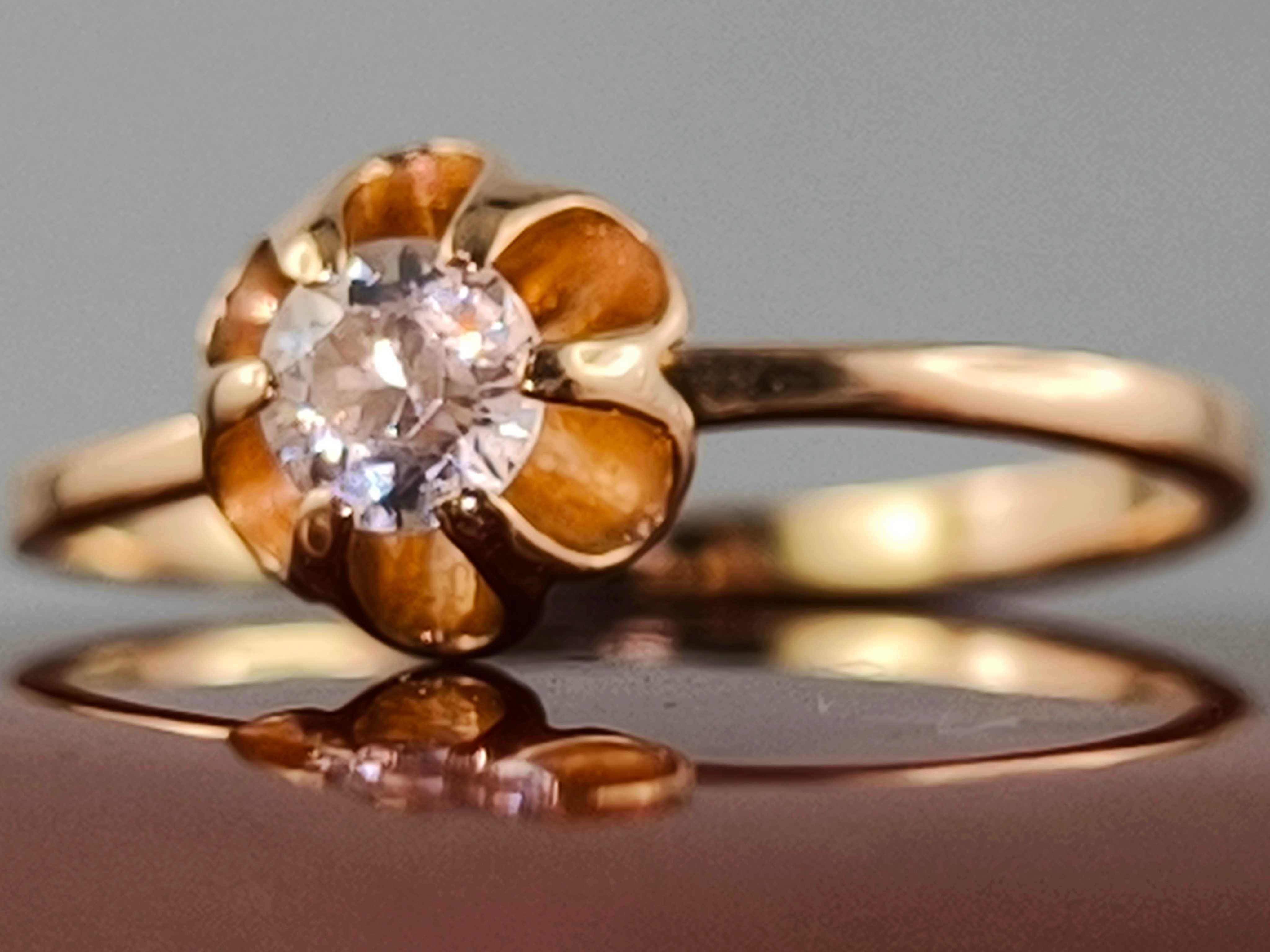 Stary Złoty PIERŚCIONEK z Cyrkonią Rose Gold 14K / Pr.583 / 1,56g