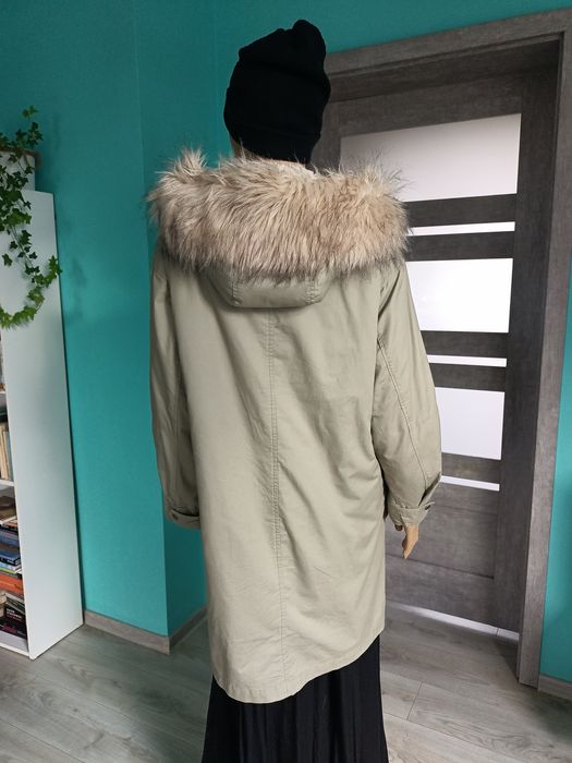 Parka z podpinką zimowa jesienna przejściowa futerko kaptur kurtka