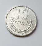 10 groszy 1979 aluminiowa moneta z okresu PRL posiada znak MW