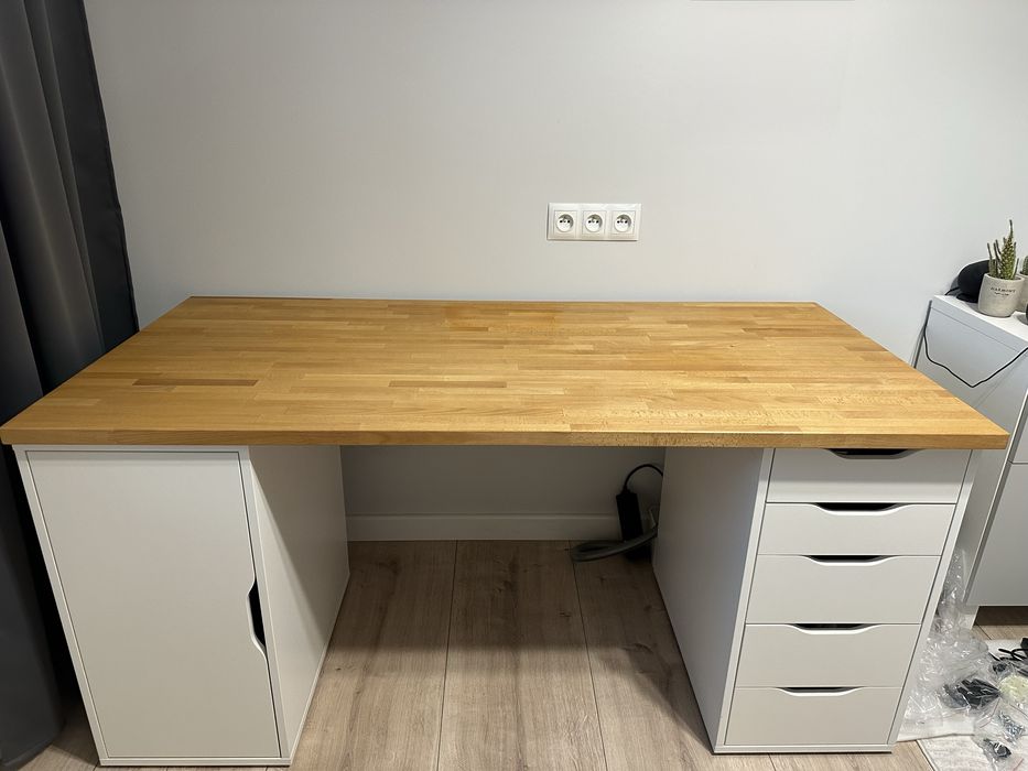 Biurko ikea, blat gerton+ kontenerki Alex
