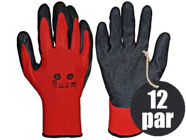 12 PAR! Rękawice Rękawiczki robocze Czerwono Czarne LATEX Roz 8