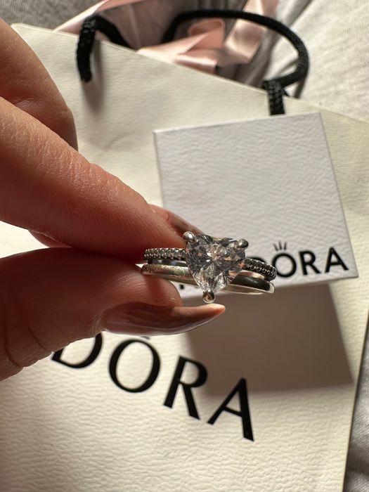 Anel Pandora Double Band Heart