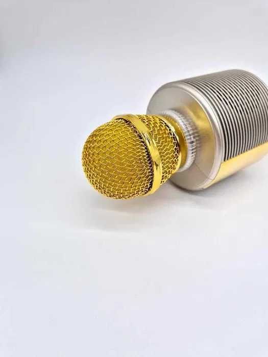 Mikrofon Bezprzewodowy USB Głośnik Nagrywanie Karaoke Złoty