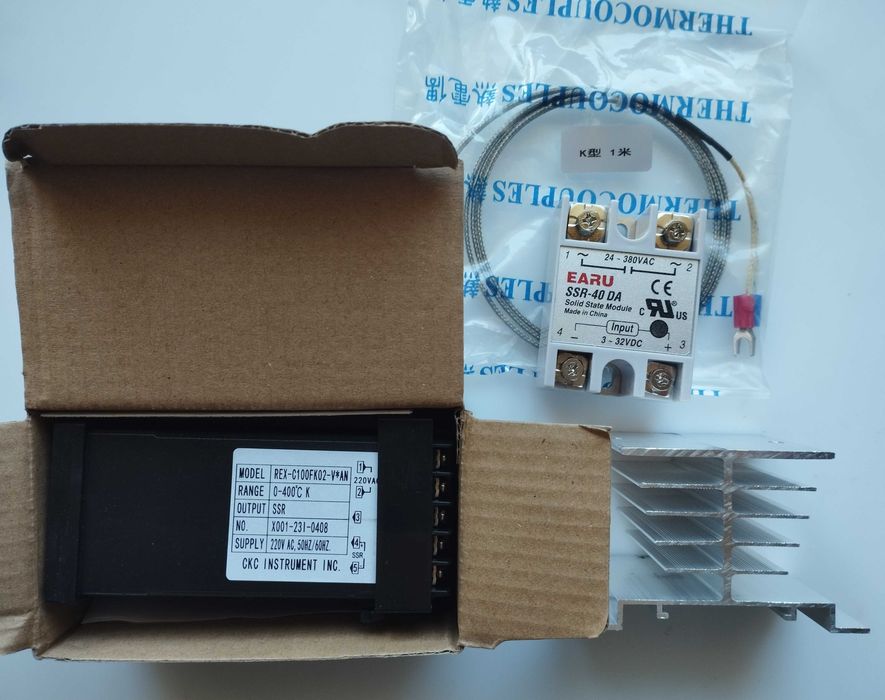 REX-C100FK02  PID-регулятор, термопара 1м, радіатор, реле