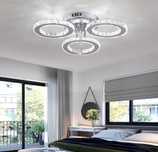 Lampa sufitowa LED, 3 pierścienie, nowoczesna, kryształowa, 6000K