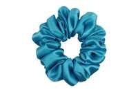 Jedwabna gumka typu scrunchie (frotka) Turkusowa M (niebieska)