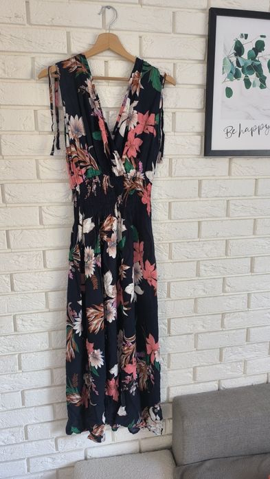 Długa sukienka damska letnia na lato na ramiączkach maxi dress kwiaty