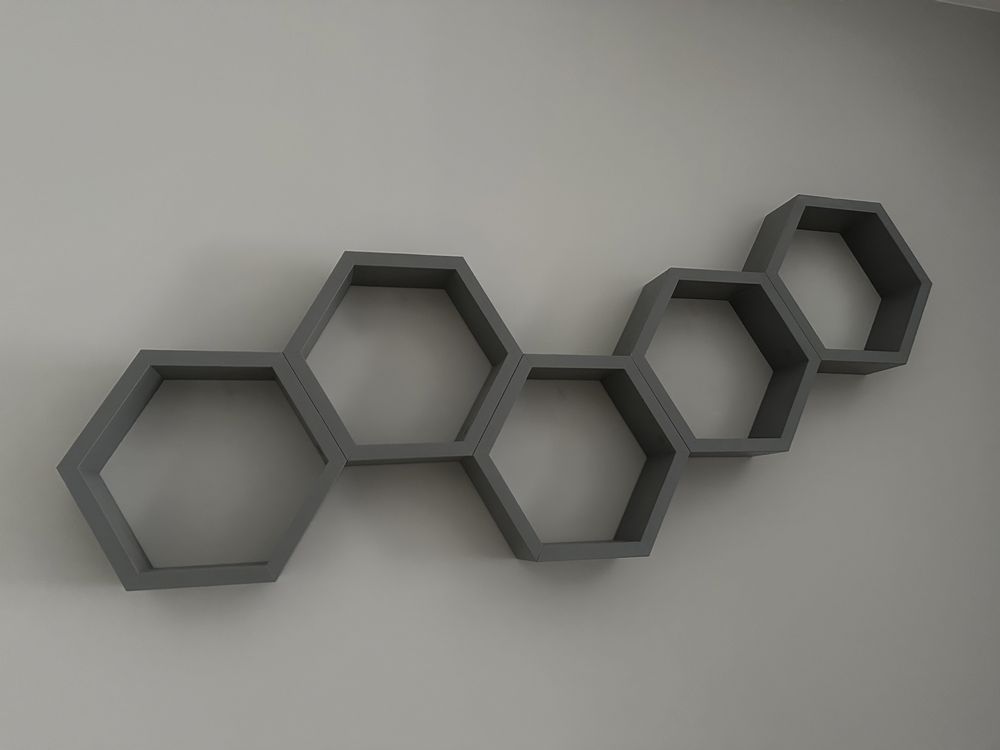 Półki ścienne Hexagon szare 30x26