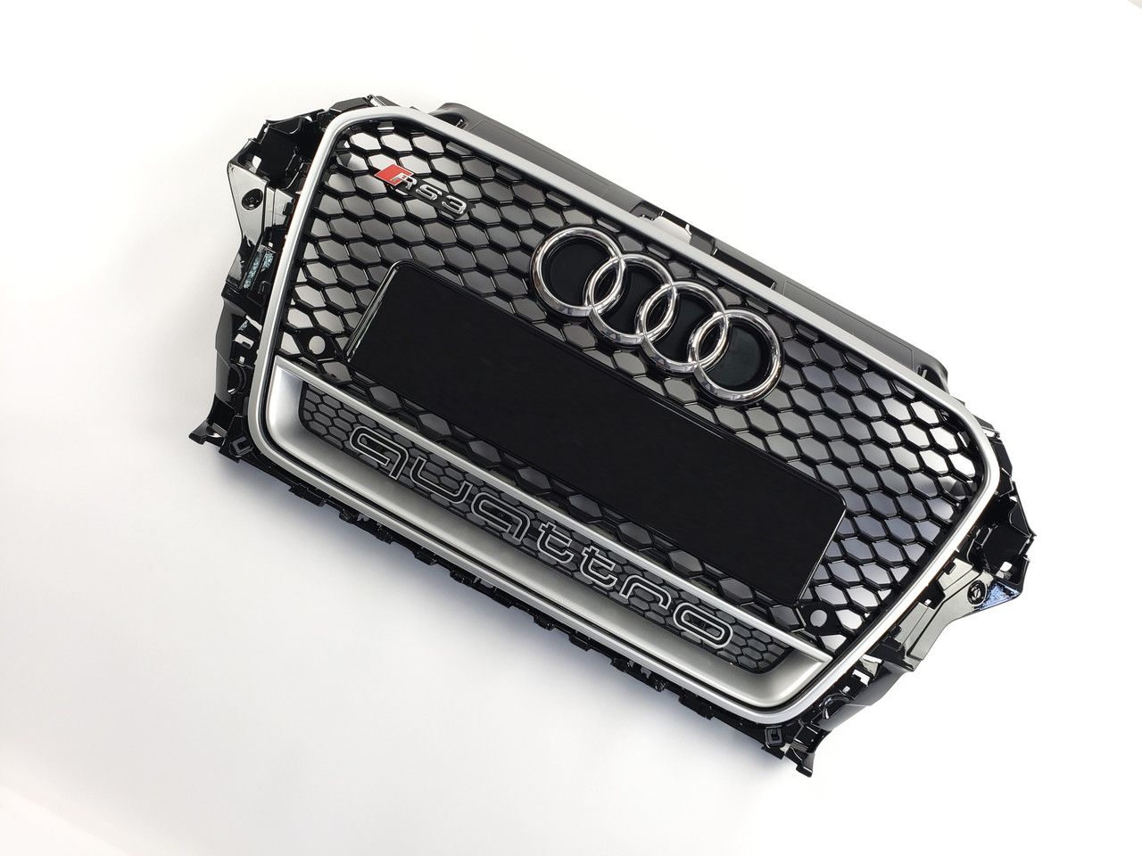 Решетка радиатора Audi A3 2013-2016 Черная с Серой Рамкой