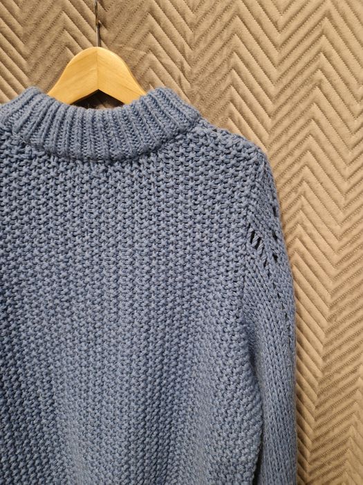 Sweter damski H&M L / 40 niebieski ażurowy splot 25% wełna, 10% alpaka