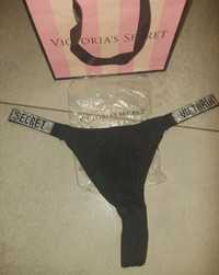 Nowe czarne stringi Victoria's Secret majtki L 38