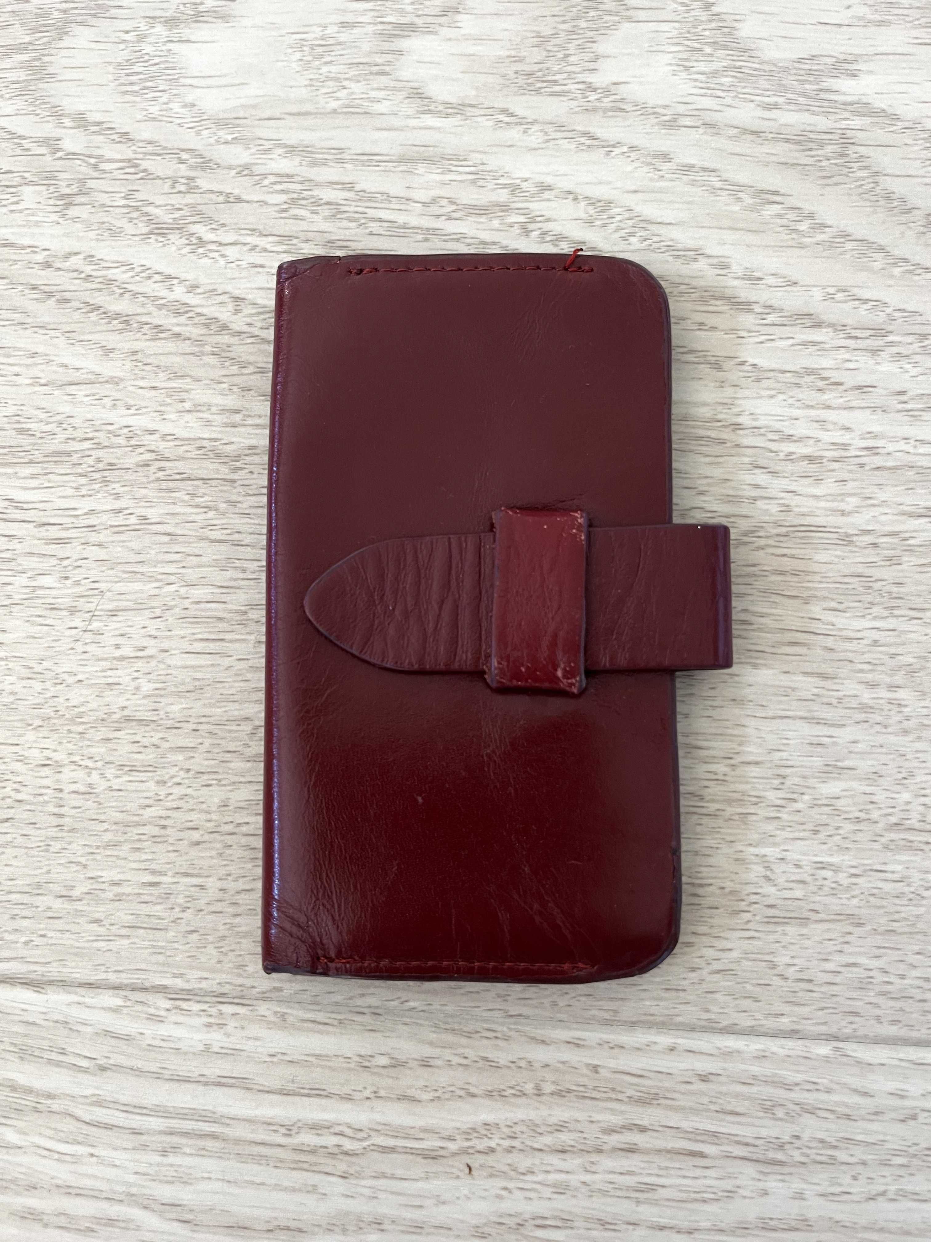 Etui pokrowiec na telefon bordowe skórzane 6,5 cm x 12 cm