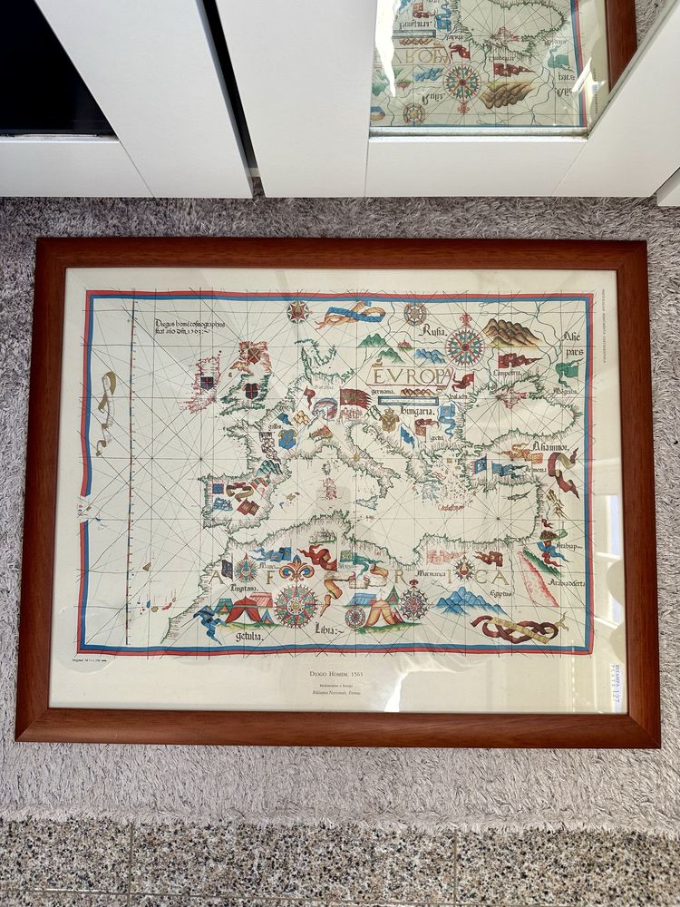 Mapa Europa Antigo Emoldurado (Portulano) - INCM 65 x 55 cm