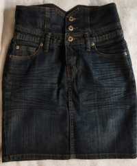 Spódnica jeans z wysokim stanem Cubus XS-34