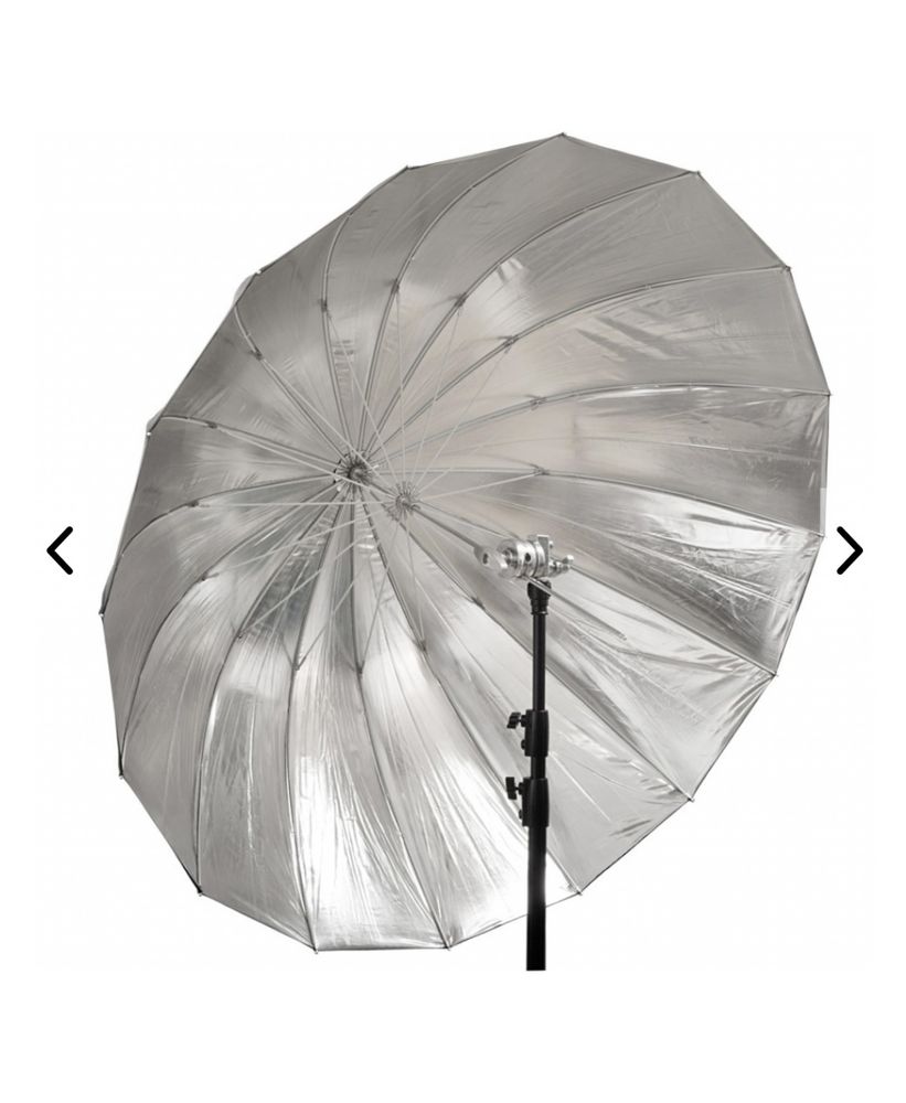Parasolka srebrna glare on 160 cm z dyfuzorem (zestaw)