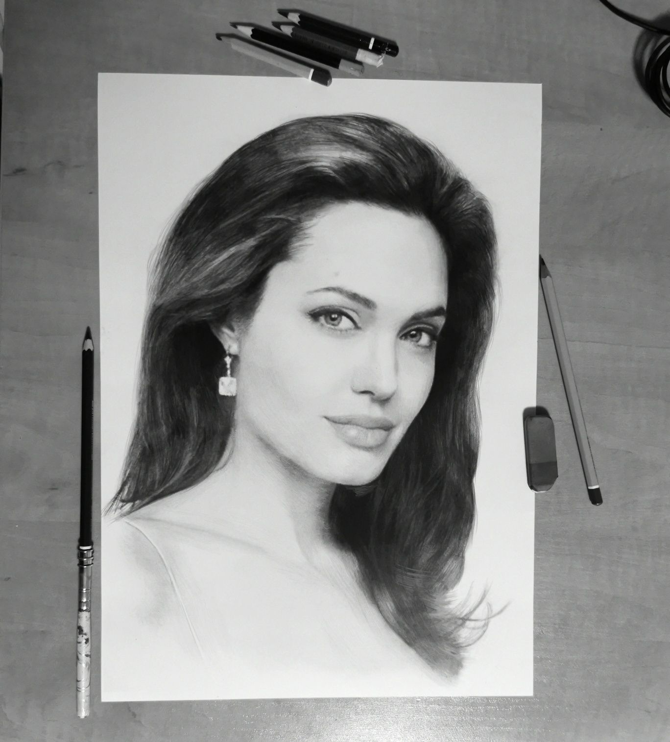 Portret Ołówkiem Angelina Jolie Prezent dekoracja Portrety Gliwice