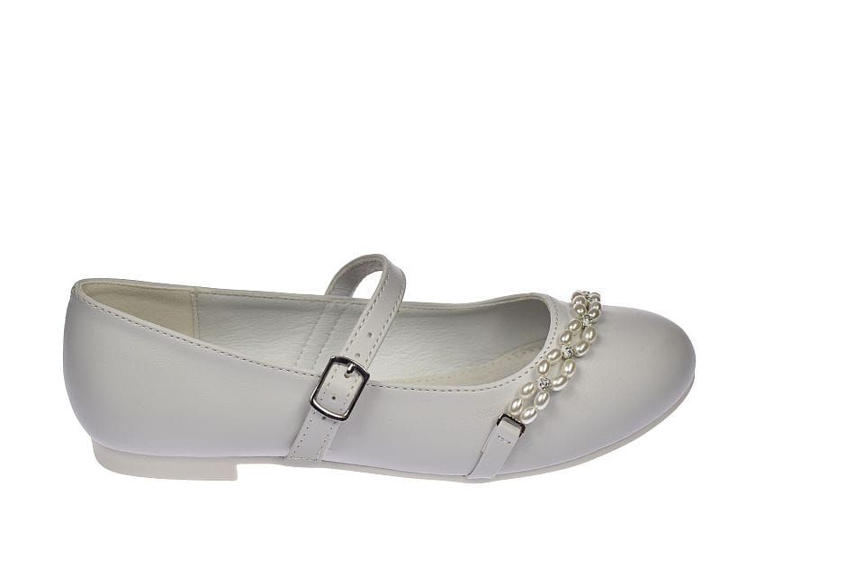 Buty komunijne dziewczęce balerinki białe K48/23  roz. 33
