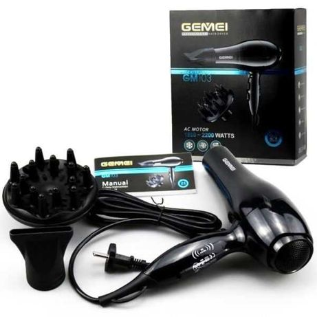 Акция! Фен для волос Gemei GM-103 сенсорный Черный