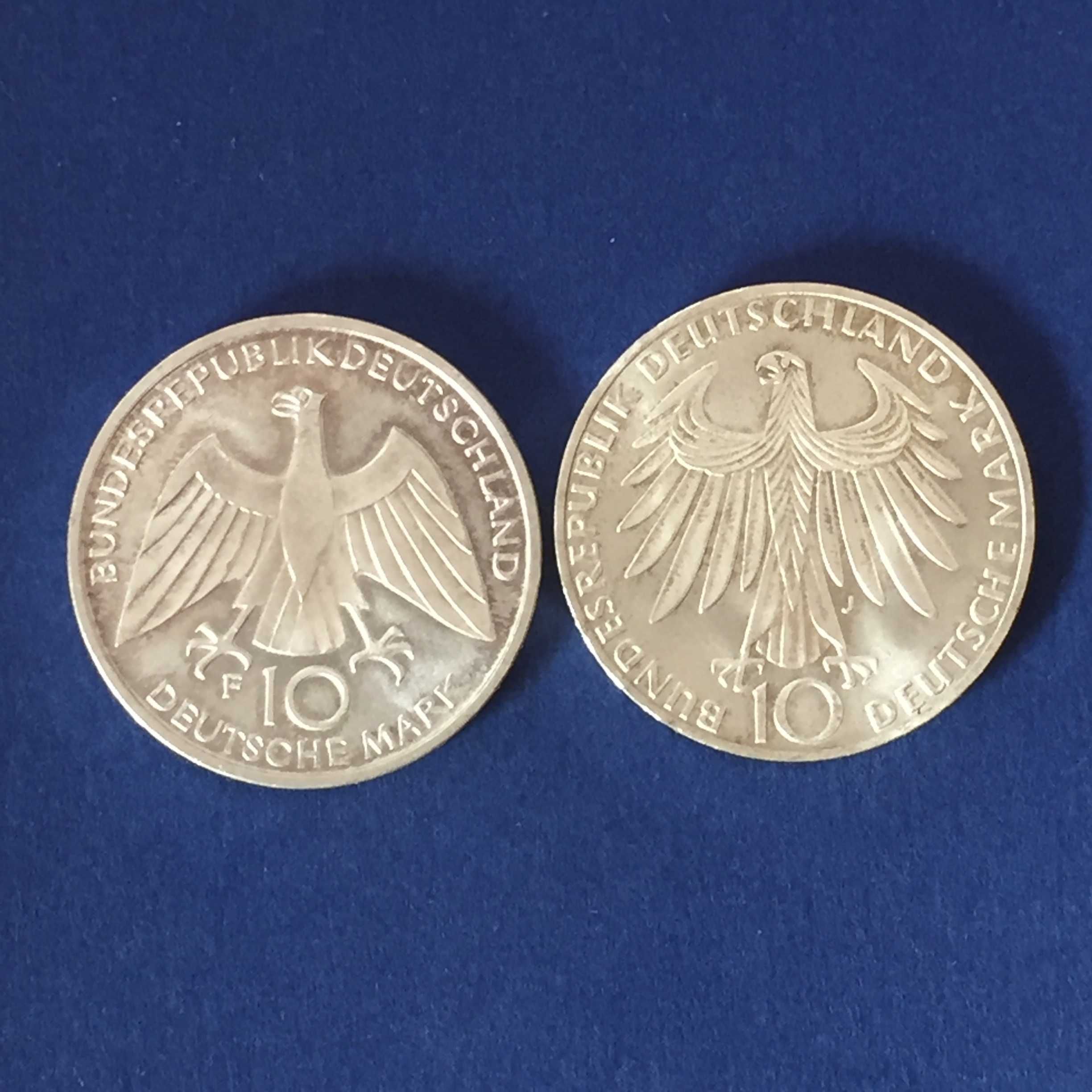 Alemanha 10 Marcos 1972-J e 1972-F Jogos Olímpicos - 2 moedas em prata