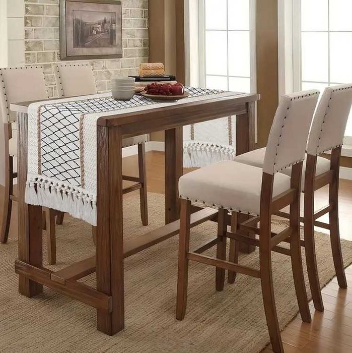 Bieżnik boho w kratkę, obrus 180x30 – kratka z frędzlami