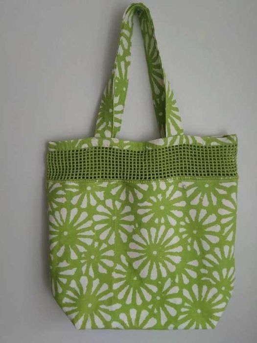 Zielona bawełniana torebka typu shopper w stylu boho