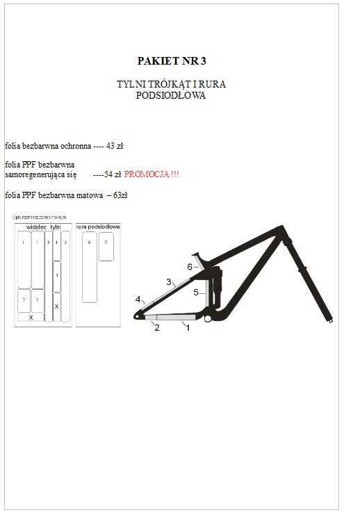 Folia ochronna na rower gotowe uniwersalne formatki