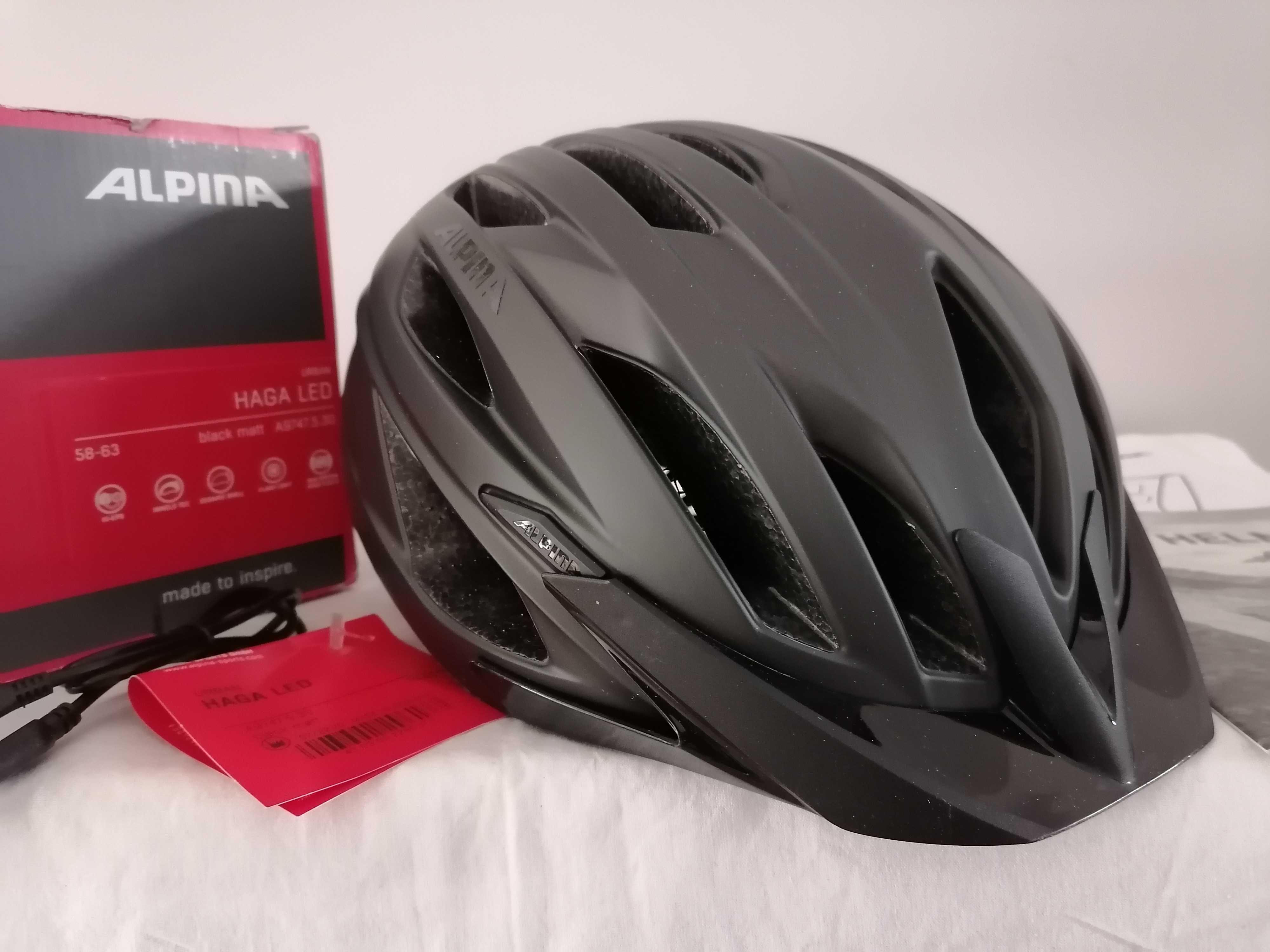 Kask rowerowy Alpina Urban Haga LED Matt Black L 58-63cm