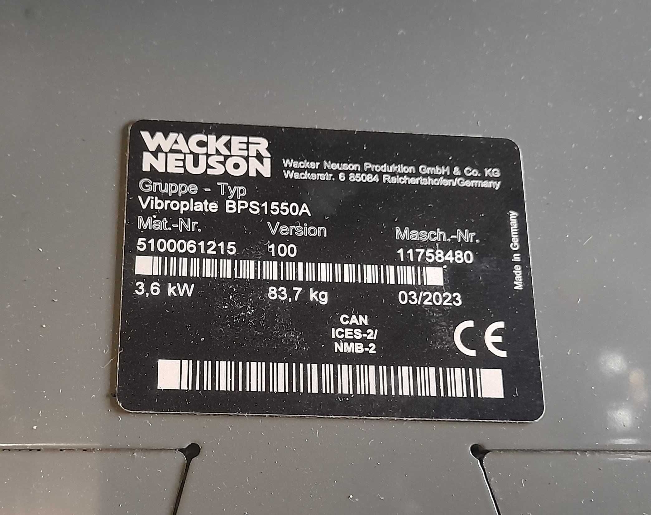 Zagęszczarka 84 kg Wacker Neuson BPS 1550A, nowa, 3 lata gwarancji