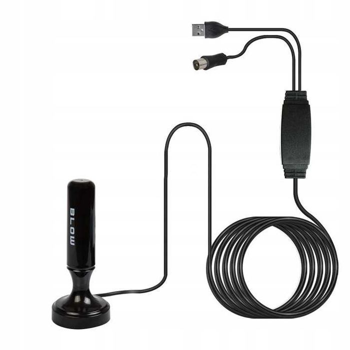 Mocna ANTENA POKOJOWA aktywna DVBT2 TV magnes - Wzmacniacz