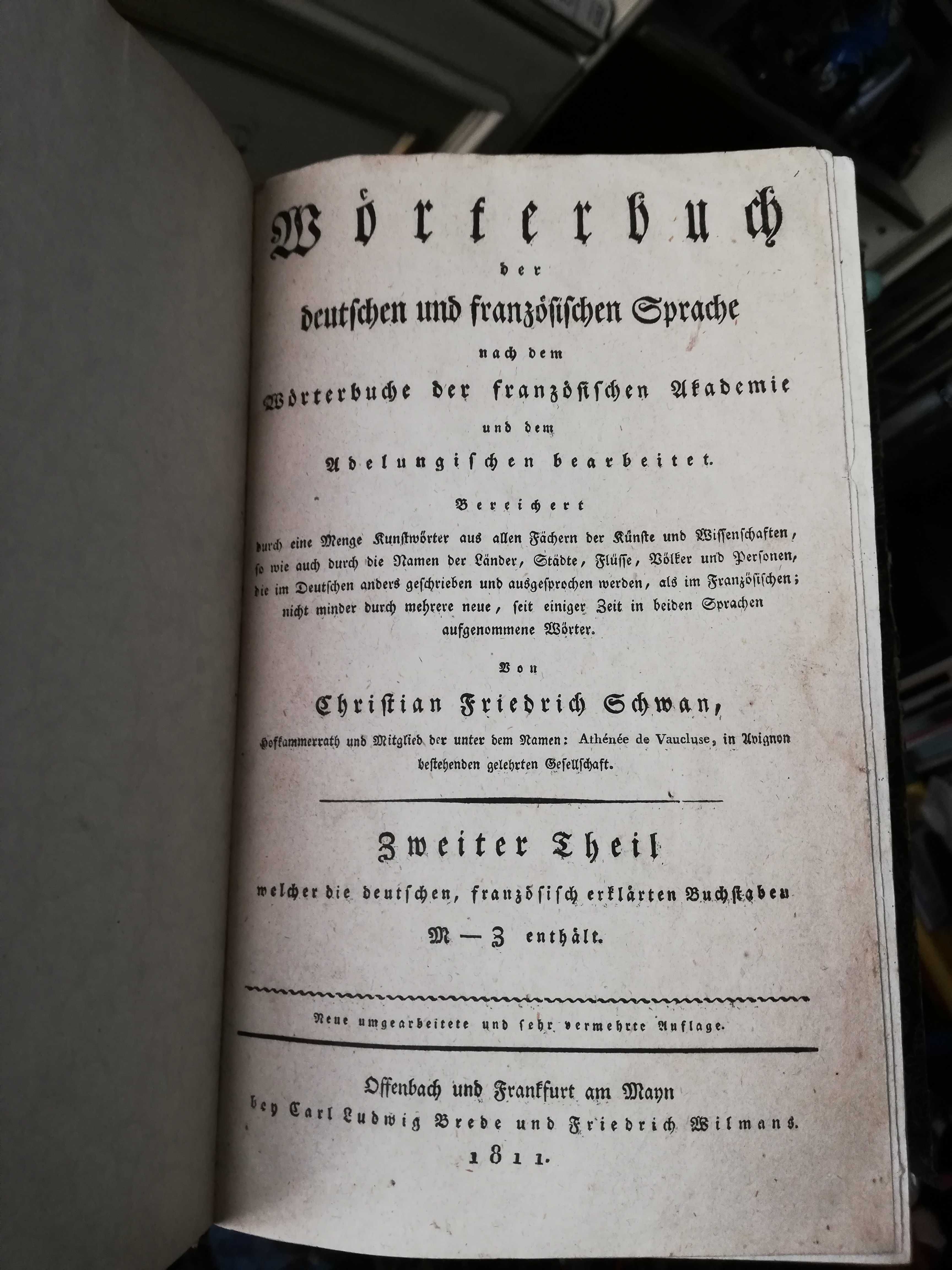 Dicionário Francês - Alemão do ano 1811