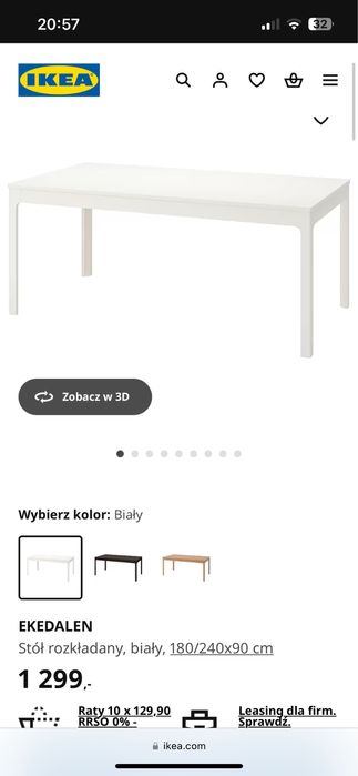 Stol rozkladany Ekedalen 180-240 bialy