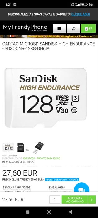 Cartão MicroSD SanDisk High Endurance - SDSQQNR-128G-GN6IA