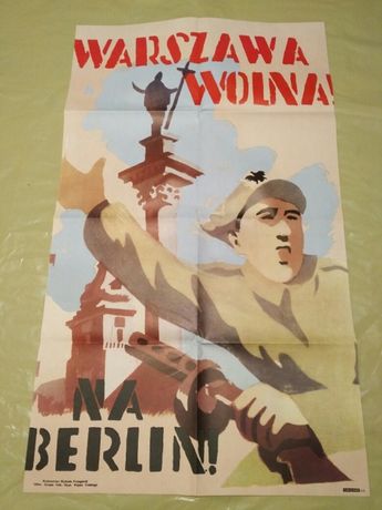 "Warszawa wolna na Berlin" Plakat vintage propaganda PRL lata 70