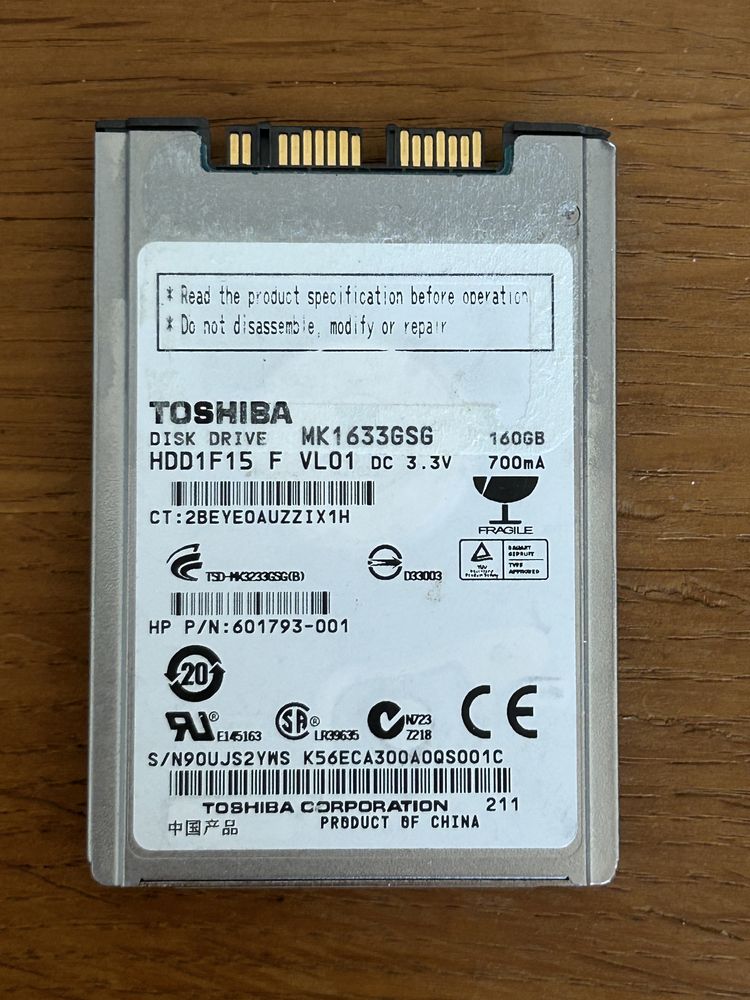 Dysk hdd toshiba 1,8" 160GB uSATA / microSATA